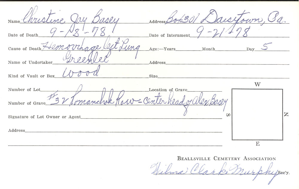 burial card